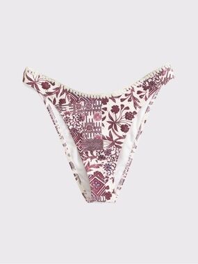 Abercrombie & Fitch White Bikini Bottom with Mauve Floral Print
